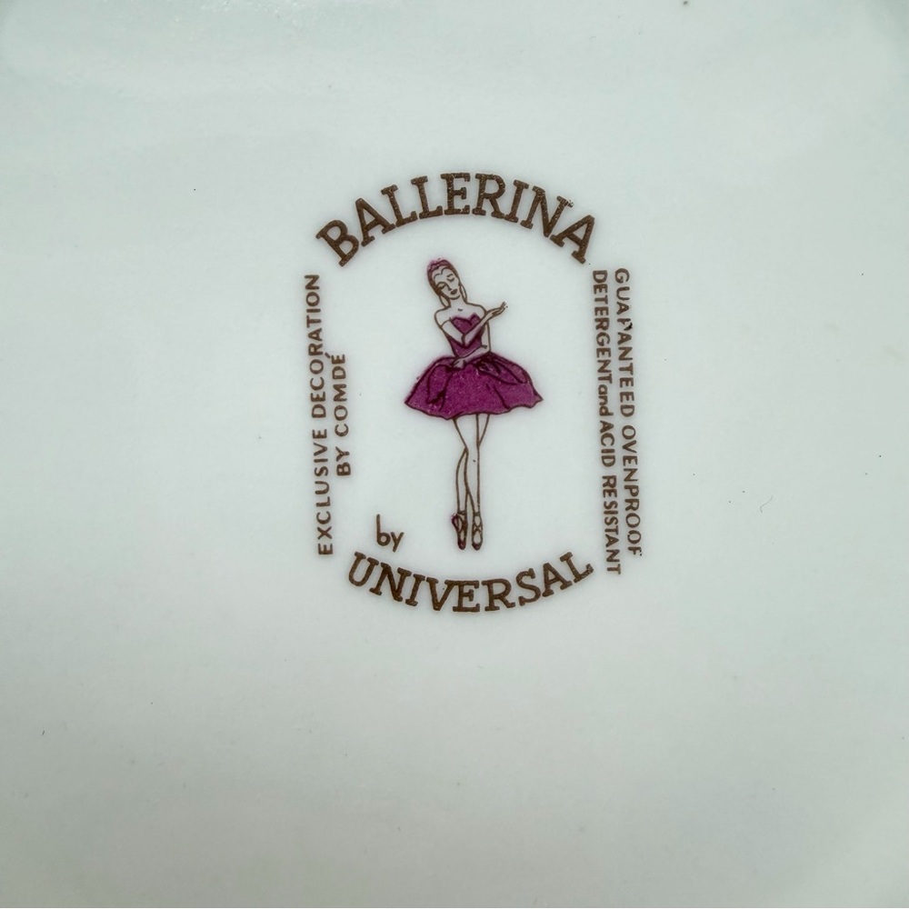 VINTAGE Mid-Century Modern Ballerina Rosette Covered Casserole Dish by Universal - Picture 11 of 12